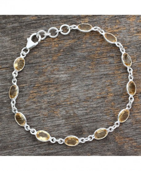 Citrine Sterling Silver Tennis Bracelet Romantic Yellow