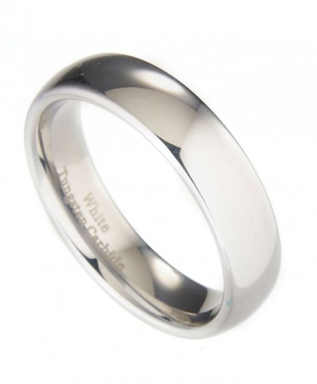 MJ 6mm White Tungsten Carbide Polished Classic Wedding Ring - C711H9RPRQV