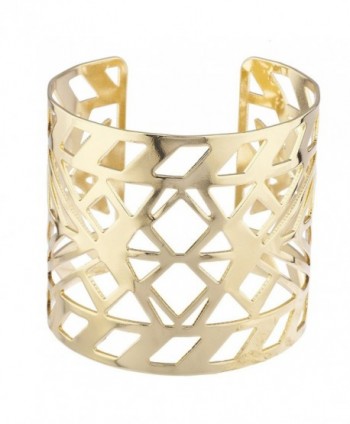 Lux Accessories Aztec Style Geo Cutout Bracelet Cuff - Gold - CY12N5P08DQ