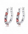 Garnet Crystal Small Hoop Earrings 14k White Gold CZ Round Earring for Women Teen Girls Best Friend - C1180L09XET