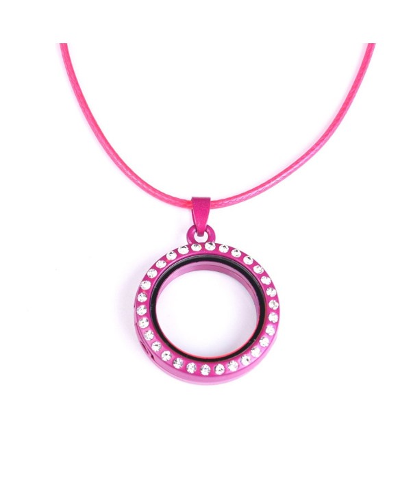 Colorful Rhinestone Memory Lockets - Pink - CR1206JRWT3