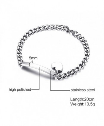 Engraving Stainless Steel Chain Bracelets Silver