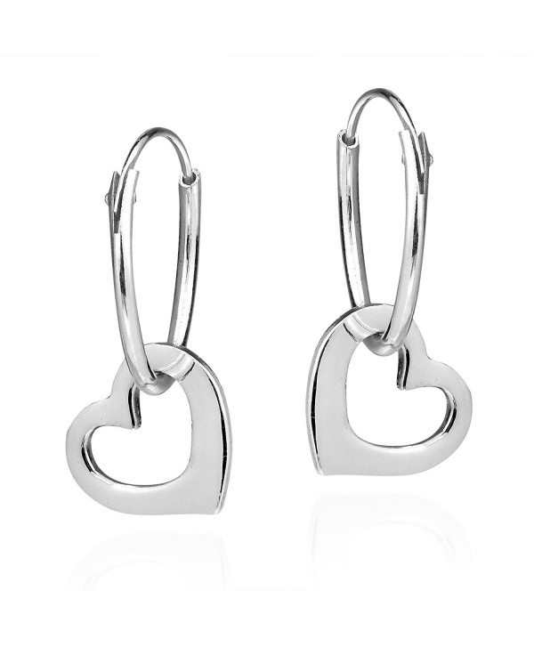 Sweet Love Dangle Heart .925 Sterling Silver Hoop Earrings - C612695Q6PJ