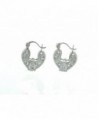 0.50" Inch Silver Tone Filigree Basket Design Hoop Earrings with Pear Shaped Simulated Diamond - CC128ZCFNDZ