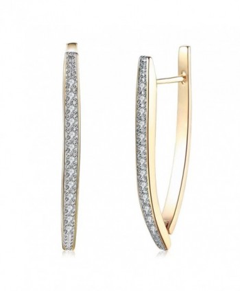 Anni Coco Hoop Earrings 18K Double Color Gold Plated Clear Cubic Zirconia Triangle Earrings For Women - C1188WI4XHD