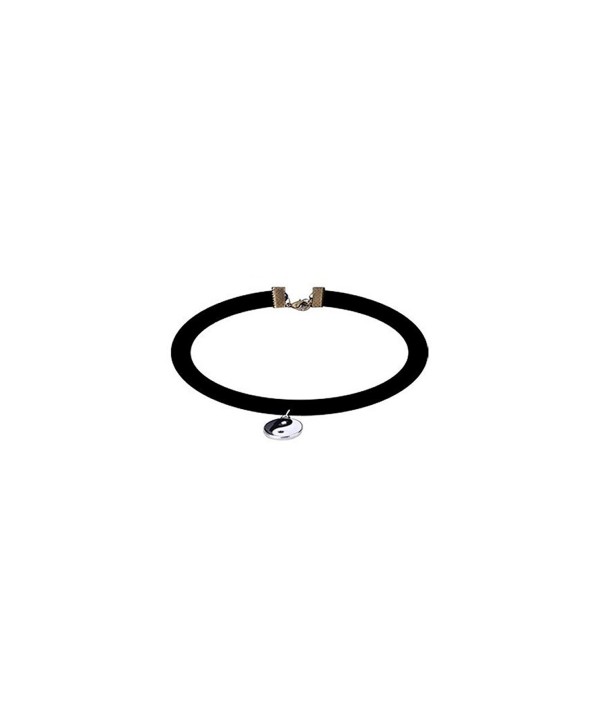 Velvet Design Choker Necklaces with Ying Yang Charm - CI12NRFFG6V