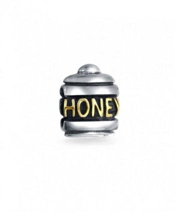 Bling Jewelry Honey Pot Charm Gold Plated 925 Sterling Silver Food Bead for Message Bracelets - CY115N5MPG1