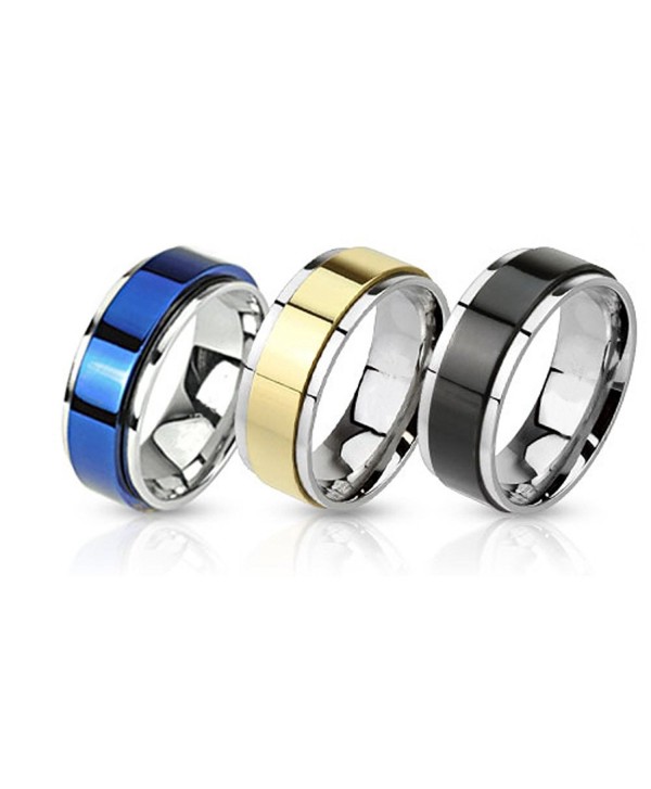 Ring Set Spinner Bands Stainless Steel Two-Tone Rings - 3 Pieces Value ...