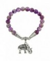 Falari Elephant Lucky Charm Natural Stone Bracelet Amethyst B2448-AM - CB124HGLR0V