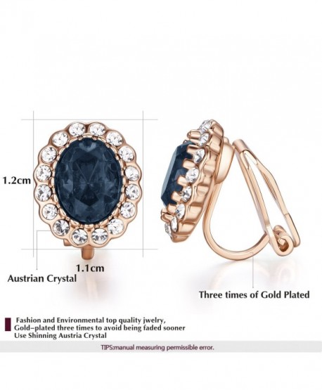 Sapphire Clip Earrings Circular Halo Navy Crystal 18k Rose GP Jewelry ...