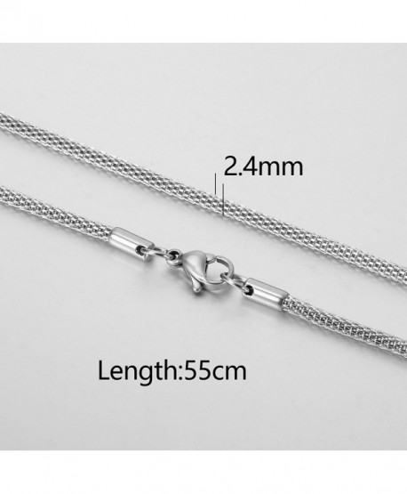 Silver Stainless Steel 2.4mm Round Mesh Chain Necklace 18
