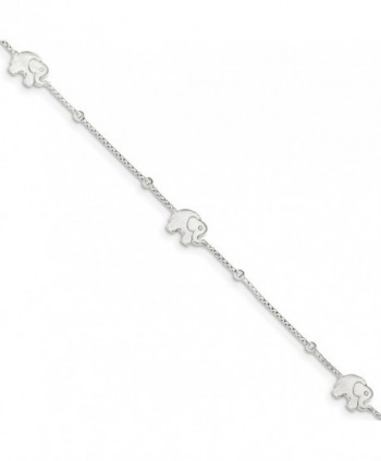 Sterling Silver 9in Polished Elephant with 2in ext. Anklet - C8119CBD5TN
