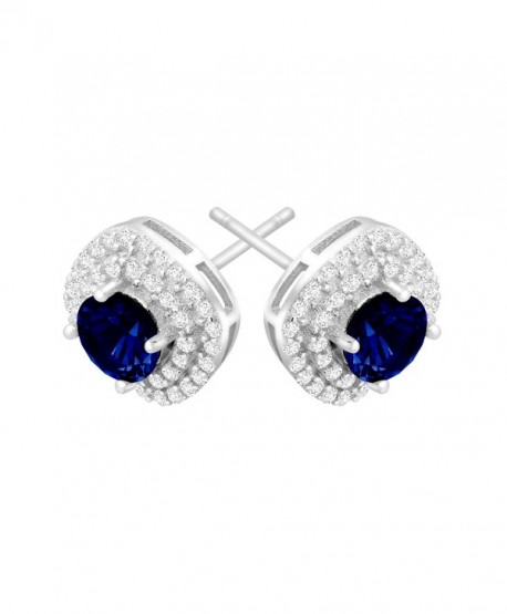 1 3/4 ct Created Sapphire and Cubic Zirconia Halo Stud Earrings in ...