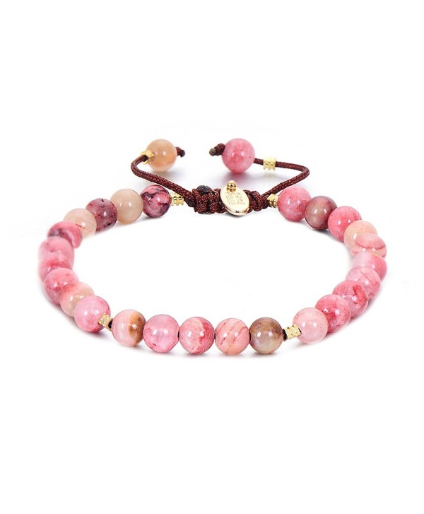 Pipitree Adjustable Rope Yellow Agates Bracelet Natural Stone Beads String Bracelet For Women - Pink - CQ187WNZ5KK