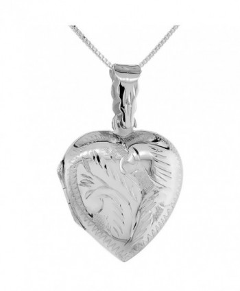 Sterling Silver Heart Locket Pendant / Charm Engraved Handmade- 1 inch - CX1113E9HNF
