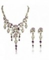 EVER FAITH Austrian Crystal Vintage Style Skull Pirate Necklace Earrings Set - Purple Antique Gold-Tone - C211H0KYKDN