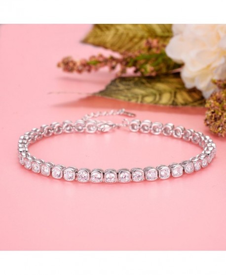 925 Sterling Silver CZ Channel-Set Round Cut Tennis Bracelet Chain ...