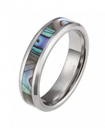 6mm 8mm Tungsten Abalone Shell Inlay Ring for Men Women Natural Comfort Fit Wedding Band - Metal-type-6mm - CA12CUPPH75