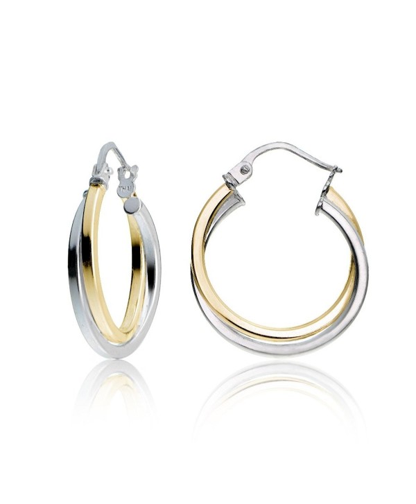 Hoops & Loops Sterling Silver Intertwining Square-Tube Polished Hoop Earrings - C712I6T3CUX