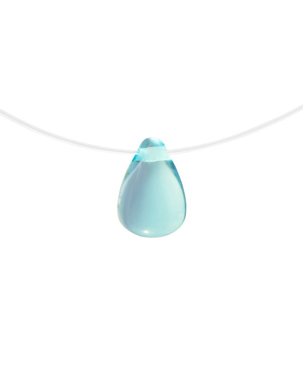 Invisible Necklace Teardrop Crystal Pendant Necklace Fishing Line Chain -  Light blue-calmness - C5184SAKZT7