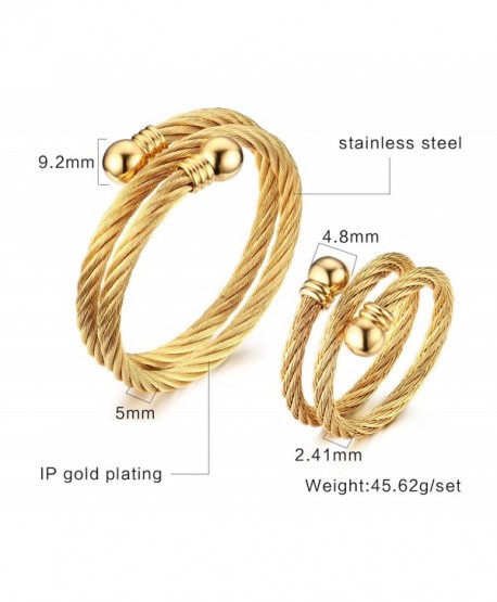 Stainless Steel Double Helix Wire Bracelet and Ring Jewelry Set for ...