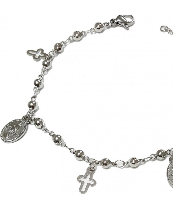 Catholic - Rosary Beads Pray Bracelet with 5 Charms- Miraculous Medal ...