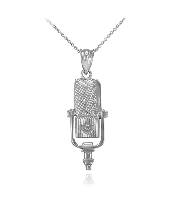 Recording Microphone Music Studio Necklace 925 Sterling Silver - CC12LCG4RLZ