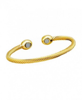 Magnetic Therapeutic Twisted Cable Bangle Cuff Bracelet - Twisted Cable Gold - CG188ZGKM84