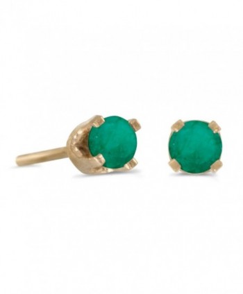 3 mm Petite Round Genuine Emerald Stud Earrings in 14k Yellow Gold - CH115FZMNGL