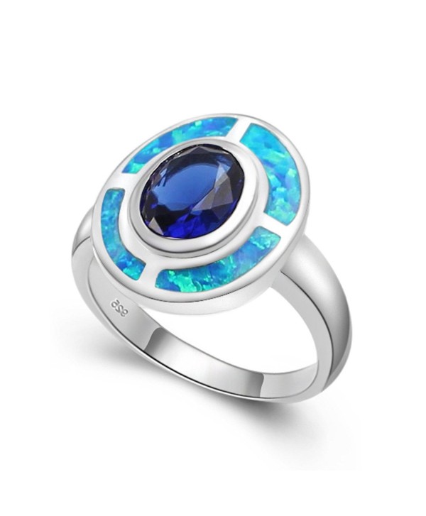 Christmas Gift Band Ring Sterling Silver Australian Blue Opal Sapphire ...