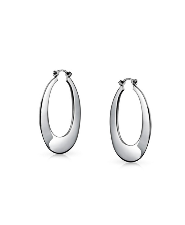 Flat Round Snap Back Sterling Silver Hoop Earrings - CI11B4F2Q6X