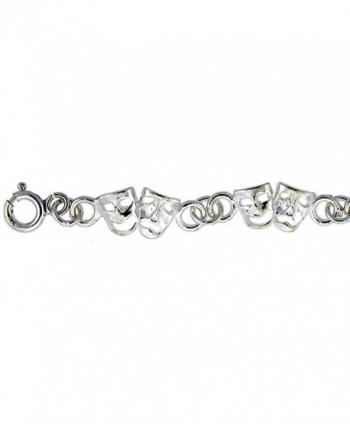 Sterling Silver Anklet with Comedy & Tragedy Drama Masks- fits 9 - 10 inch ankles - CT115PAWNU1