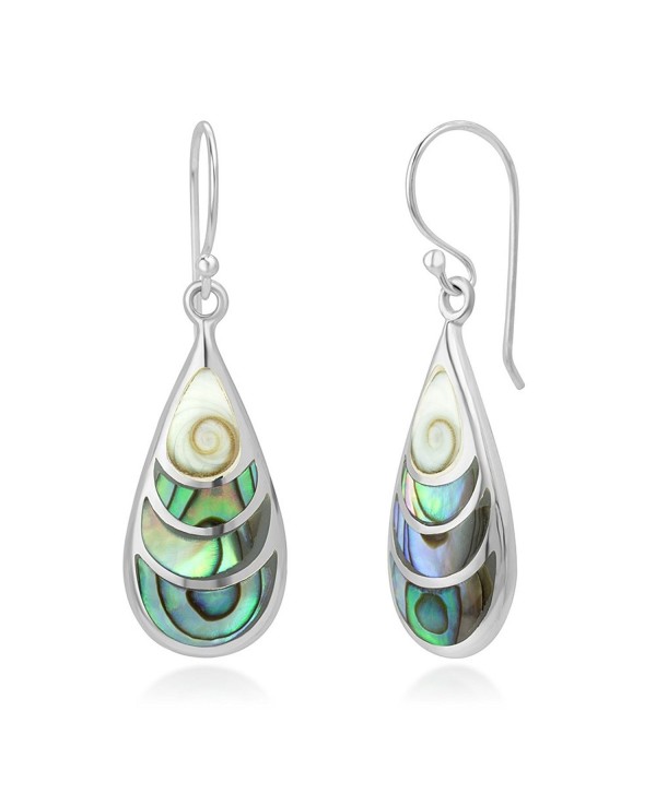 925 Sterling Silver Shiva Eye and Green Abalone Shell Inlay Teardrop ...