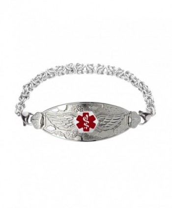 Divoti Custom Engraved Angel Wing Medical Alert Bracelet -Handmade Byzantine -Red - CW17X66KUU3