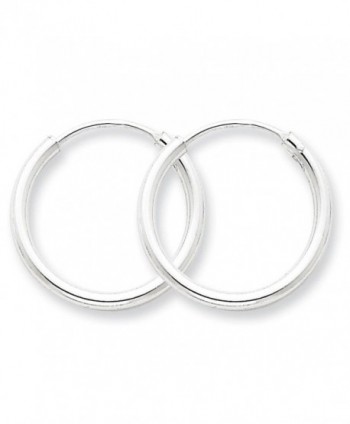 925 Sterling Silver Polished Hollow Tube Endless Hoop Earrings 2mm x 20mm - CH11FW53IFJ