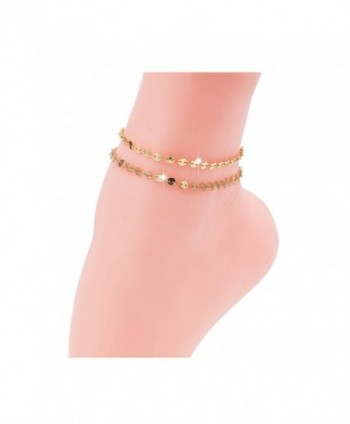 Sundear Golden Layered Coin Anklet Sequins Armlet for Women - Gold Coin Anklet - C9184HXDGKZ