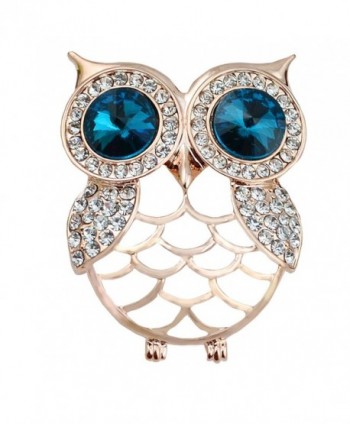Gyn&Joy Jewelry Gold Tone Crystal Rhinestones Hollow Cute Owl Bird Brooch BZ023 - CP17AZC32GU