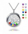 Floating Locket Pendant Necklace Heart Crystal Family Tree of Life Necklace All Birthstone Charms Include - CS186IEDMMM