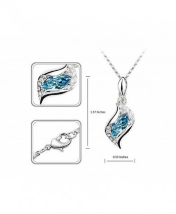 Fortunal Teardrop Jewelry Set Crystal Fashion Earrings Pendant Necklace with Box Package - Ocean blue - C011PSXXMPB