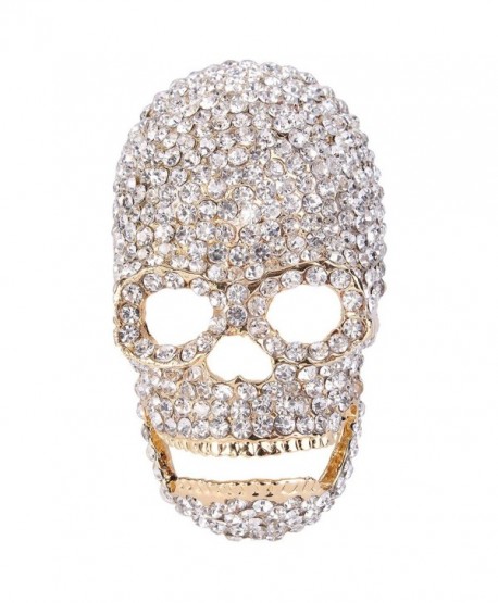 Austrian Crystal Gorgeous Halloween Skull Bone Brooch Pin Clear - Gold ...