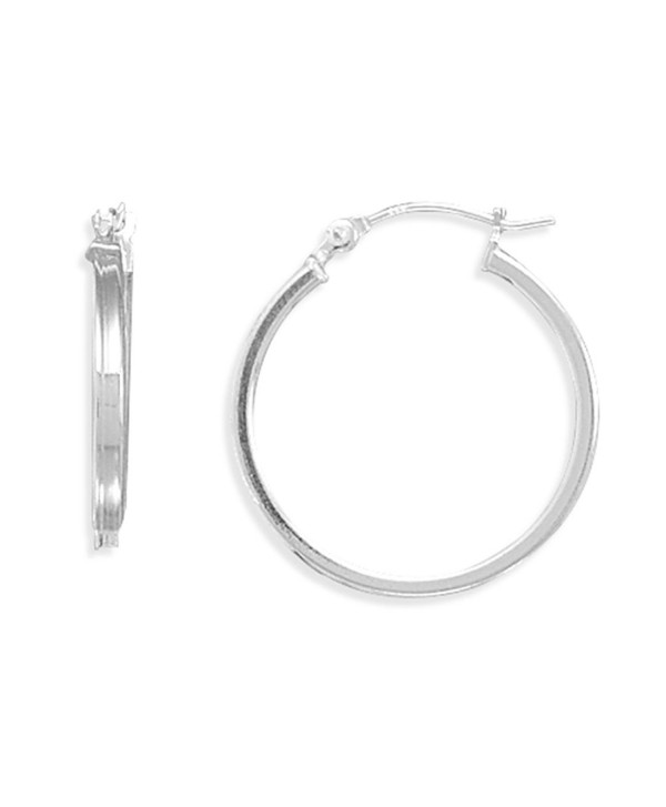 Medium Square Tube Sterling Silver Hoop Earrings 2mm x 24mm - CS112XBGJ3N