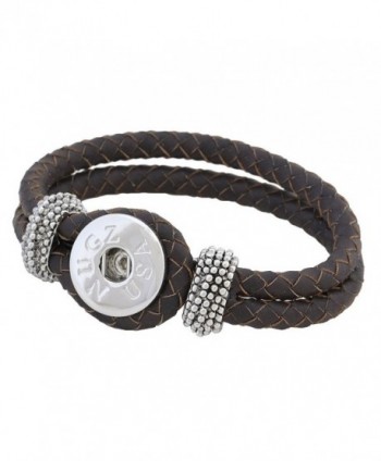 Brown Weave Leather Snap Bracelet - Interchangeable Jewelry from Nugz Jewelry - CK11NCP5SCH