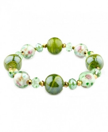 Francesca Collection Green Murano Glass Bracelet - C311S032SQF