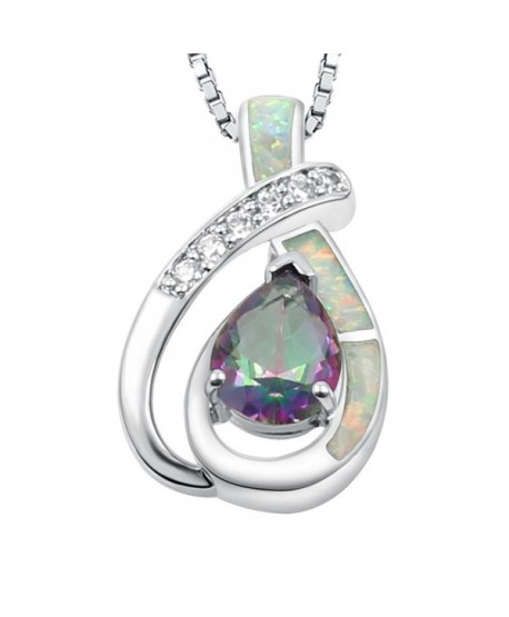 Teardrop Pendants Necklace Jewelry - White Opal+mystic Topaz - C712MYYORWF