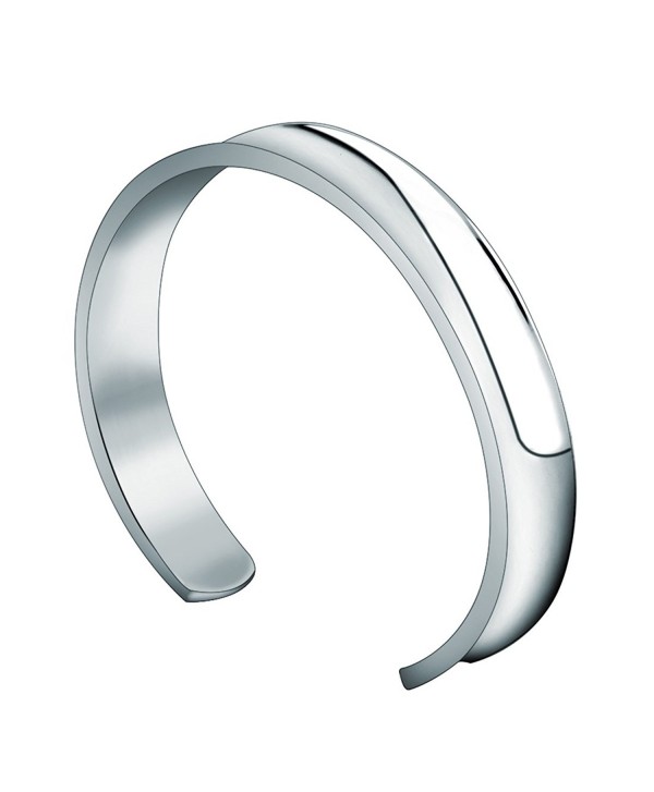 WUSUANED 10mm Stainless Steel Groove Cuff Bracelet Bangle for Women Men - 10mm silver - CE1883RSHYA