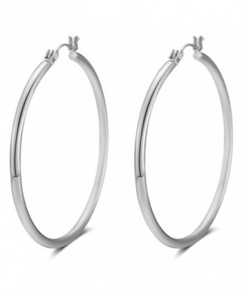LILIE&WHITE Gold and Patinum Plated Classic Cute Round Hoop Earrings For Women - Platinum - C8184WQN07H