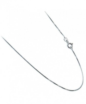 1mm Box Chain. Rhodium Plated Over .925 Sterling Silver Necklace. 16-18 ...