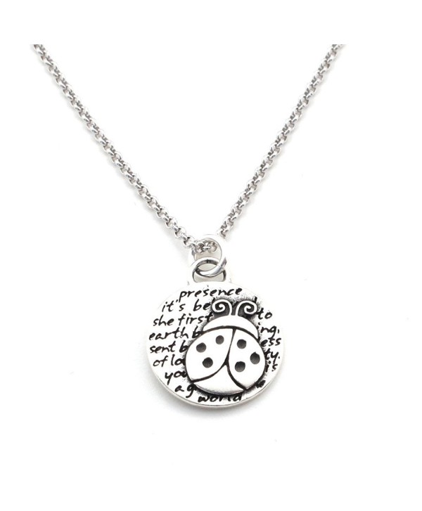 Kevin N Anna Ladybug (Presence quote) Sterling Silver Small Pendant Necklace- 18" - CC126XZVOCF