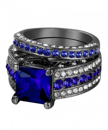 Halo Sapphire Round-Cut Women's Ring Se Fashion Jewelry Gift - CX120SRCKCR
