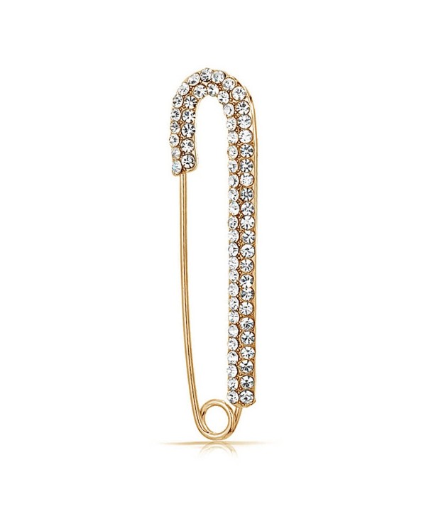 Bling Jewelry Clear Crystal Social Awareness Safety Pin Brooch Gold Plated - CM12NRJEUS4